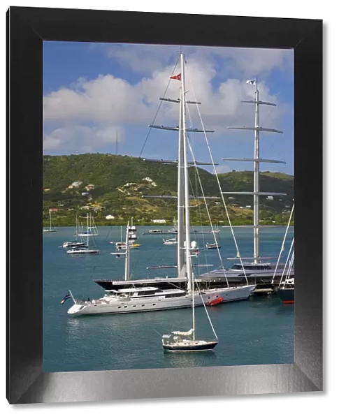 Caribbean, Antigua, Yachts moored in English Harbour, Nelsons Dockyard
