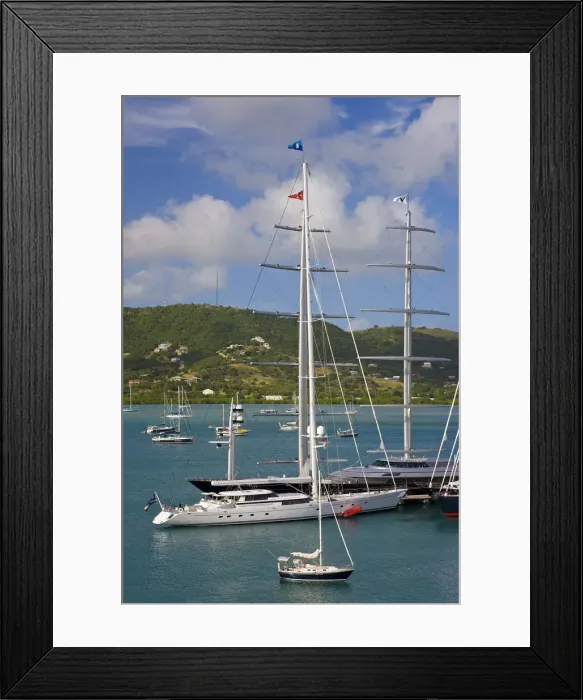 Framed Print : Caribbean, Antigua, Yachts moored in English Harbour, Nelsons Dockyard Framed Print : Caribbean, Antigua, Yachts moored in English Harbour, Nelsons Dockyard