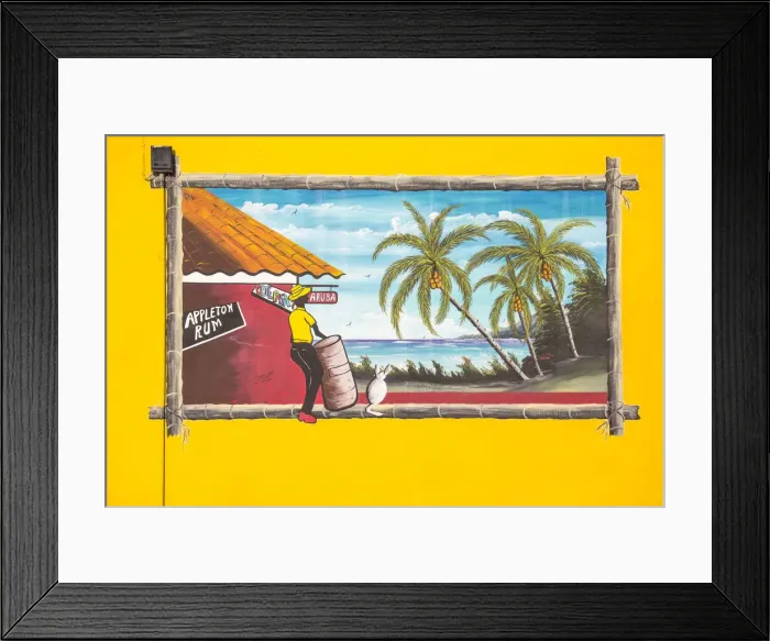 Framed Print : Caribbean, Netherland Antilles, Aruba, Oranjestad, Wall painting on side of Que Pasa Framed Print : Caribbean, Netherland Antilles, Aruba, Oranjestad, Wall painting on side of Que Pasa