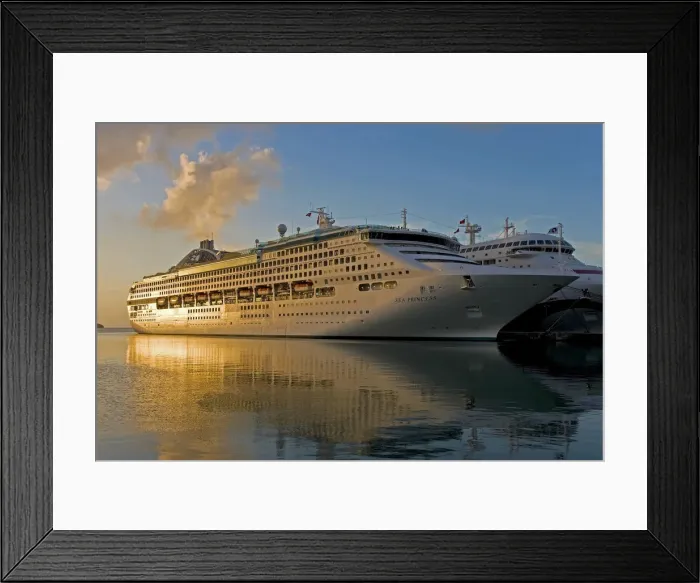 Framed Print : Caribbean, Antigua, Cruise Ships docked in St. Johns Town