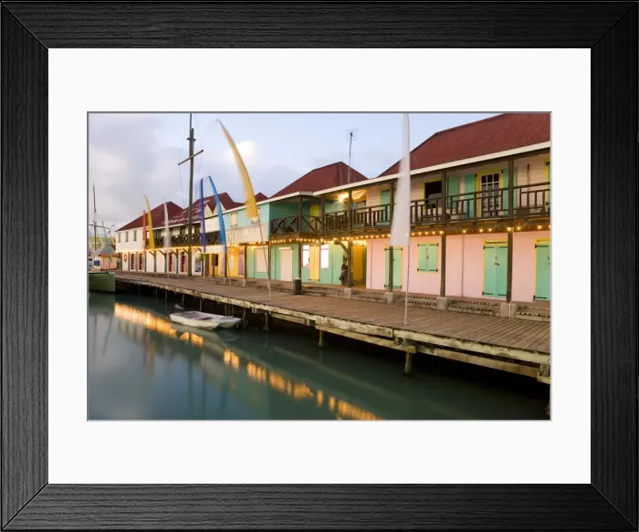 Framed Print : Caribbean, Antigua, Heritage Quay shopping district in St. John s Framed Print : Caribbean, Antigua, Heritage Quay shopping district in St. John s