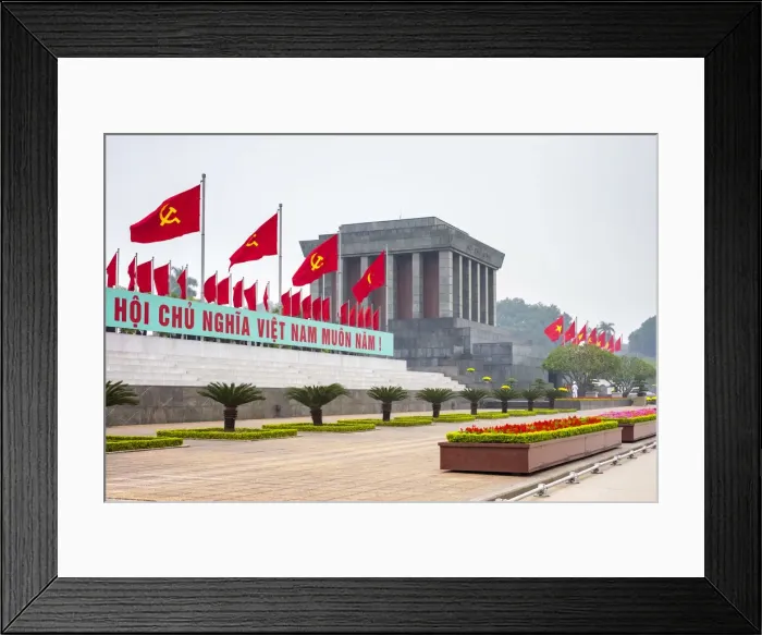 Framed Print : Communist flags fly outside of Ho Chi Minh Mausoleum on Ba Dinh Square, Hanoi, Vietnam Framed Print : Communist flags fly outside of Ho Chi Minh Mausoleum on Ba Dinh Square, Hanoi, Vietnam