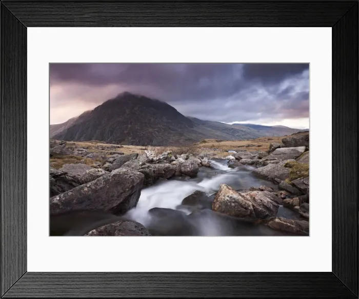 Framed Print : Rocky river flowing through mountains, Snowdonia, Wales, UK. Spring Framed Print : Rocky river flowing through mountains, Snowdonia, Wales, UK. Spring