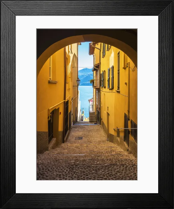 Framed Print : Scenic alley in Varenna, Lake Como, Lombardy, Italy Framed Print : Scenic alley in Varenna, Lake Como, Lombardy, Italy