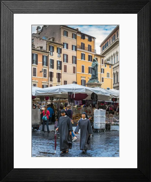 Framed Print : Nuns walking in Campo de Fiori square, Rome, Lazio, Italy Framed Print : Nuns walking in Campo de Fiori square, Rome, Lazio, Italy