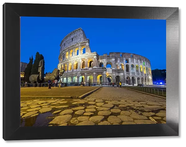 Twilight view of the Colosseum or Coliseum, Rome, Lazio, Italy