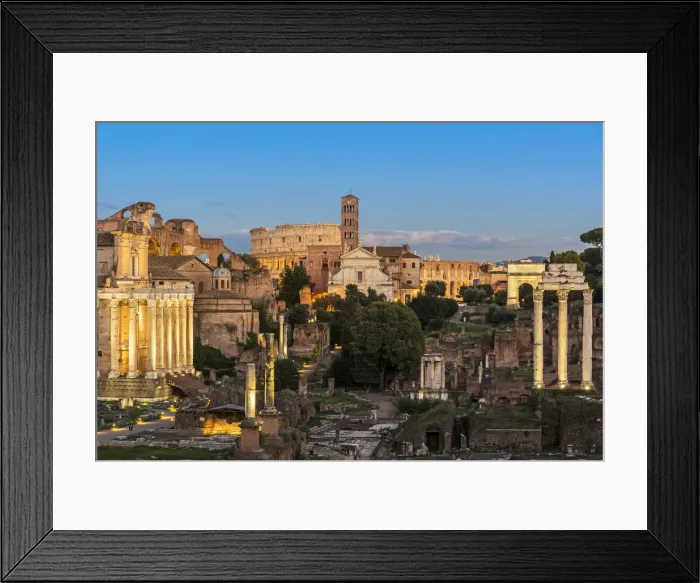 Framed Print : Twilight view of the Roman Forum, Rome, Lazio, Italy Framed Print : Twilight view of the Roman Forum, Rome, Lazio, Italy