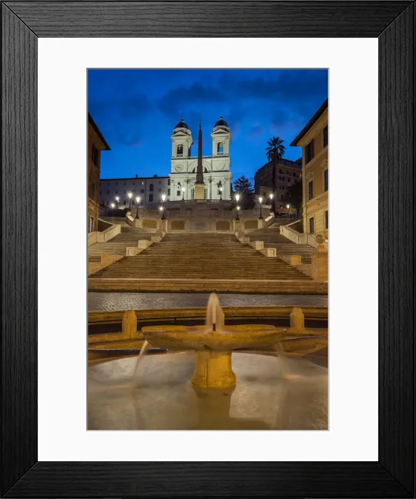 Framed Print : Night view of Fontana della Barcaccia and Spanish Steps, Piazza di Spagna, Rome, Lazio Framed Print : Night view of Fontana della Barcaccia and Spanish Steps, Piazza di Spagna, Rome, Lazio
