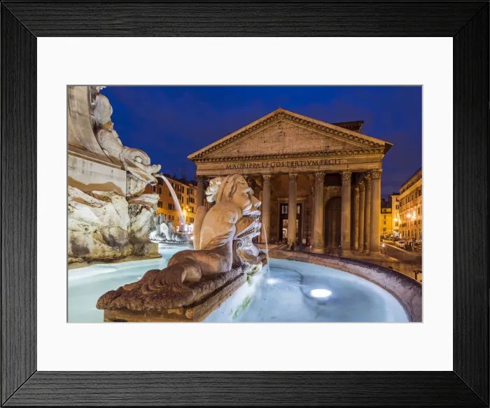 Framed Print : Night view of Pantheon and fountain at Piazza della Rotonda, Rome, Lazio, Italy Framed Print : Night view of Pantheon and fountain at Piazza della Rotonda, Rome, Lazio, Italy