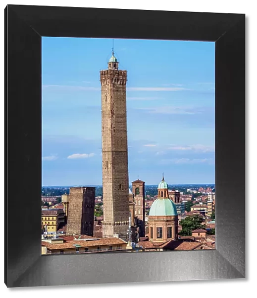 View towards the Asinelli Tower, Bologna, Emilia-Romagna, Italy