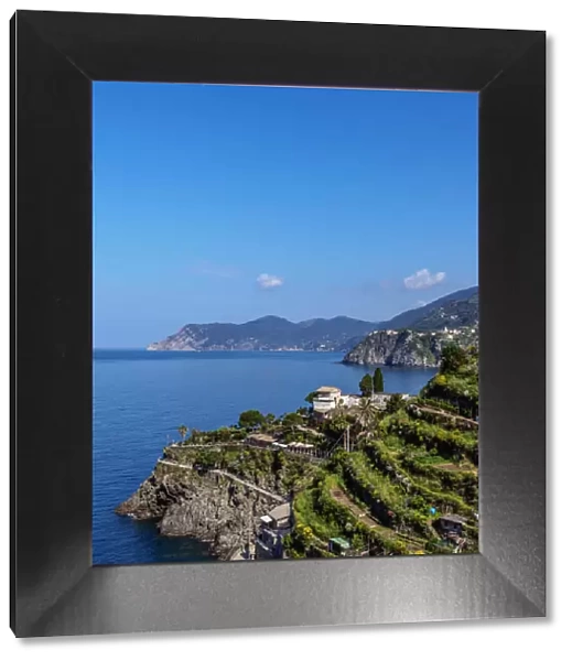 Coast of Cinque Terre seen from Manarola, UNESCO World Heritage Site, Liguria, Italy