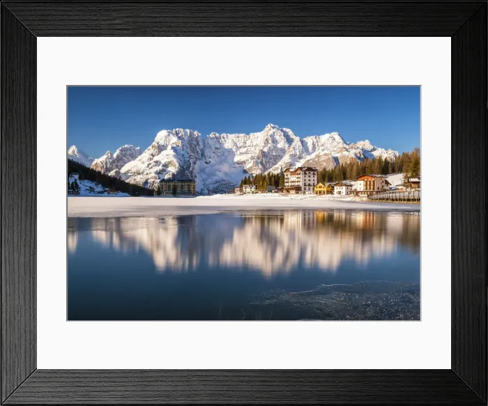 Framed Print : Monte Cristallo Reflecting in Lake Misurina, Dolomites, Belluno, Italy