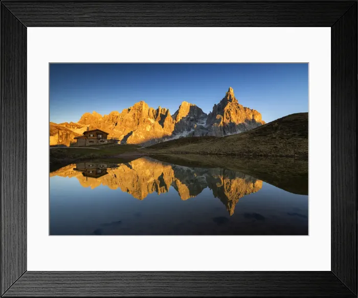 Framed Print : Pale di San Martino Reflecting in Lake, Passo Rolle, Dolomites, Italy Framed Print : Pale di San Martino Reflecting in Lake, Passo Rolle, Dolomites, Italy