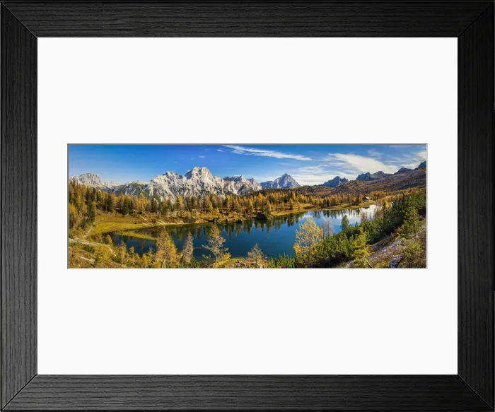 Framed Print : Cristallo Mountains & Lake Federa in Autumn, Dolomites, Italy Framed Print : Cristallo Mountains & Lake Federa in Autumn, Dolomites, Italy