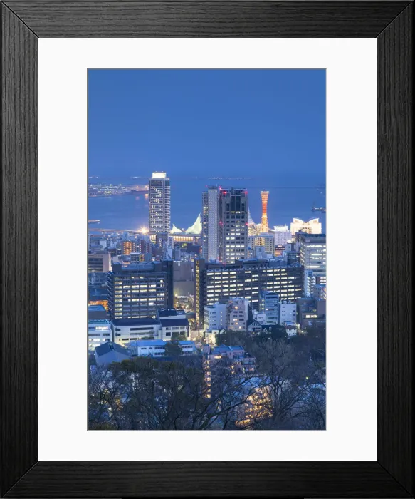 Framed Print : View of Kobe skyline at dusk, Kobe, Kansai, Japan Framed Print : View of Kobe skyline at dusk, Kobe, Kansai, Japan