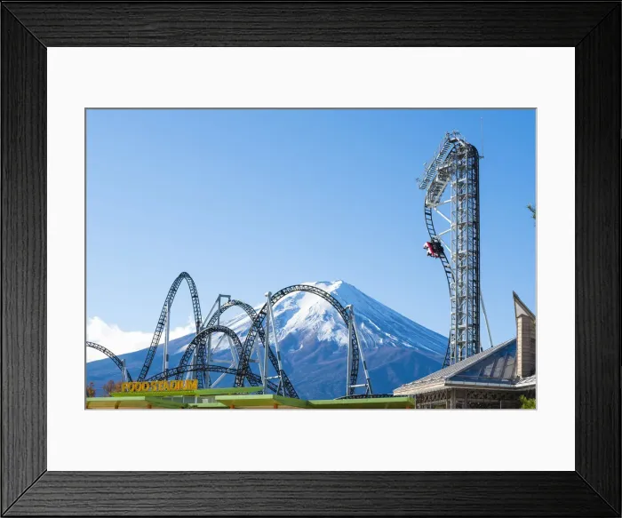 Framed Print : Fuji-Q Highland, Fujiyoshida, Yamanashi prefecture, Japan. The Fujiyama roller coaster Framed Print : Fuji-Q Highland, Fujiyoshida, Yamanashi prefecture, Japan. The Fujiyama roller coaster