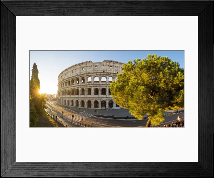 Framed Print : Rome, Lazio, Italy. High angle panoramic view over the Colosseum square at sunrise