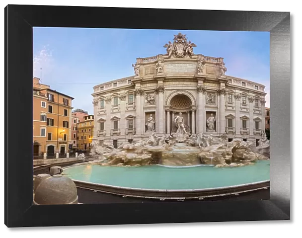 Rome, Lazio, Italy. Panoramic view of the Trevi Fountain at dusk