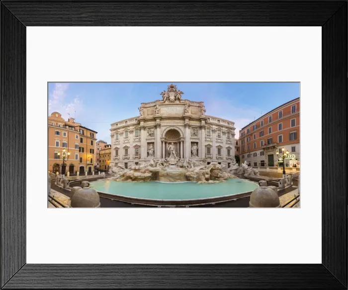 Framed Print : Rome, Lazio, Italy. Panoramic view of the Trevi Fountain at dusk