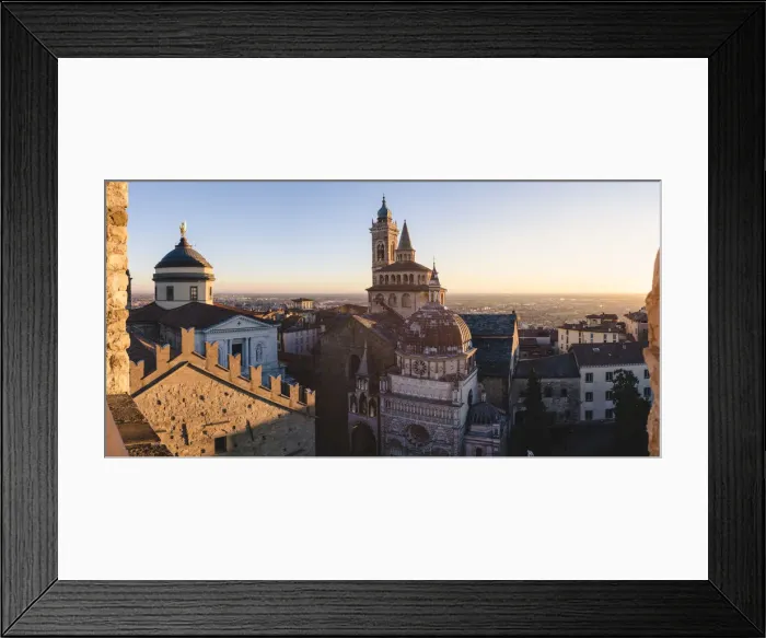 Framed Print : Bergamo, Lombardy, Italy. High angle view over the Saint Mary Major (Santa Maria Maggiore)