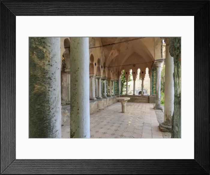 Framed Print : Italy, Amalfi Coast, Ravello, Villa Rufolo. Cloister