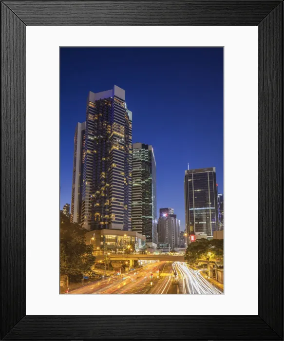 Framed Print : Traffic passing along street at dusk, Admiralty, Hong Kong Island, Hong Kong Framed Print : Traffic passing along street at dusk, Admiralty, Hong Kong Island, Hong Kong