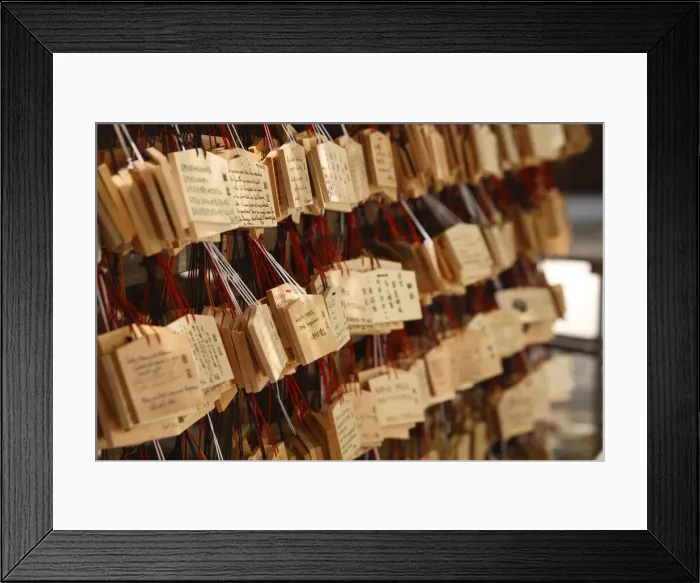 Framed Print : Japan, Kanto Region, Tokyo, Yoyogi Park. Prayer tablets at the Meiji Shrine