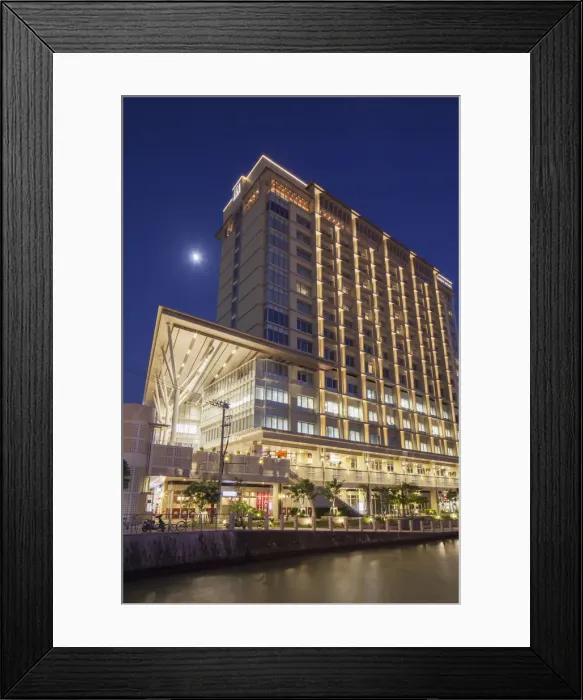 Framed Print : Royal Gran Okinawa Hotel at dusk, Naha, Okinawa, Japan