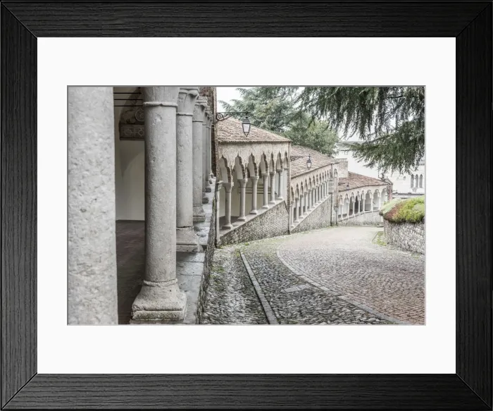 Framed Print : europe, Italy, Friuli-Venezia-Giulia. The arcades of the Piazzale del Castello in Udine