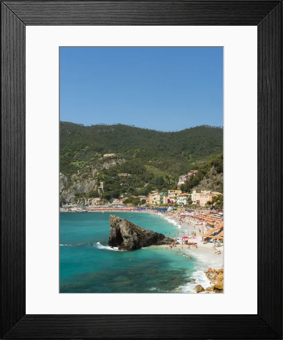 Framed Print : Busy beach in summer, Monterosso al Mare, Cinque Terre, Liguria, Italy Framed Print : Busy beach in summer, Monterosso al Mare, Cinque Terre, Liguria, Italy