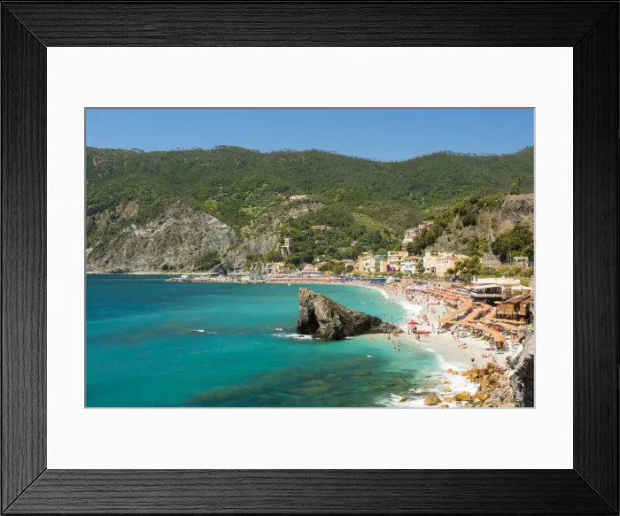 Framed Print : Busy beach in summer, Monterosso al Mare, Cinque Terre, Liguria, Italy Framed Print : Busy beach in summer, Monterosso al Mare, Cinque Terre, Liguria, Italy