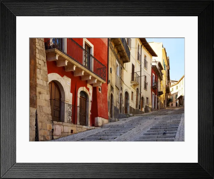 Framed Print : Steep Traditional Street & Houses, L Aquila, Abruzzo, Italy Framed Print : Steep Traditional Street & Houses, L Aquila, Abruzzo, Italy