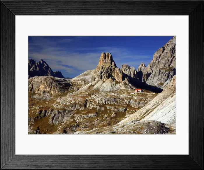Framed Print : Remote Alpine Hut, Dolomiti di Sesto Natural Park, Veneto, Italy Framed Print : Remote Alpine Hut, Dolomiti di Sesto Natural Park, Veneto, Italy