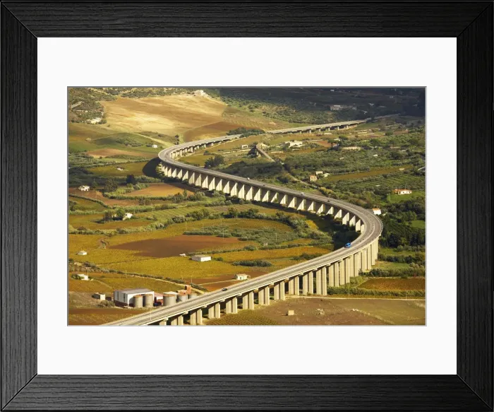 Framed Print : S-Bend Shape Motorway, Sicily, Italy Framed Print : S-Bend Shape Motorway, Sicily, Italy