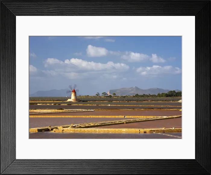 Framed Print : Windmill at Infersa Salt Pans, Marsala, Sicily, Italy Framed Print : Windmill at Infersa Salt Pans, Marsala, Sicily, Italy
