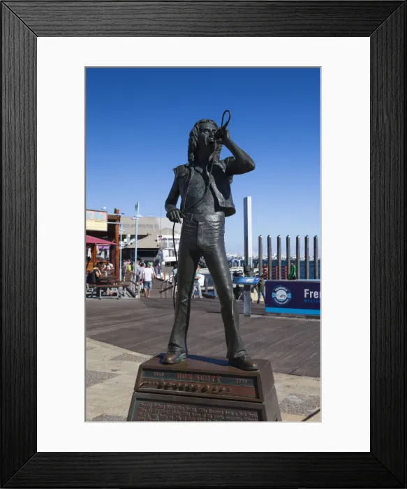 Framed Print : Australia, Western Australia, Freemantle, Fishing Boat Harbour, statue of Bon Scott Framed Print : Australia, Western Australia, Freemantle, Fishing Boat Harbour, statue of Bon Scott