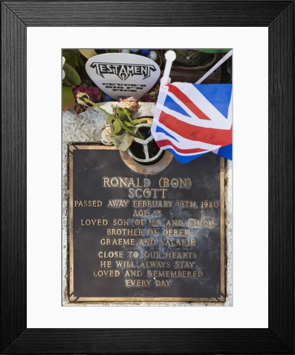 Framed Print : Australia, Western Australia, Freemantle, Freemantle Cemetary, grave of Ronald Bon Scott Framed Print : Australia, Western Australia, Freemantle, Freemantle Cemetary, grave of Ronald Bon Scott