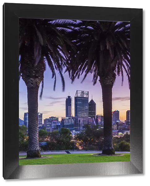 Australia, Western Australia, Perth, city skyline from Kings Park, dawn