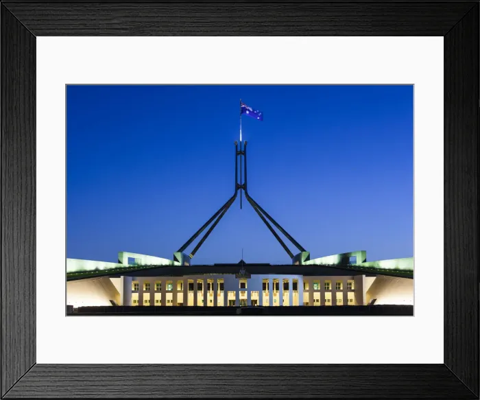 Framed Print : Australia, Australian Capital Territory, ACT, Canberra, Parliament House, dusk Framed Print : Australia, Australian Capital Territory, ACT, Canberra, Parliament House, dusk