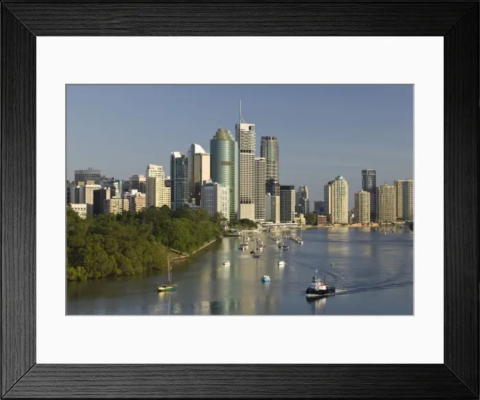 Framed Print : Australia, Queensland, Brisbane, Central Business District from Kangaroo Point