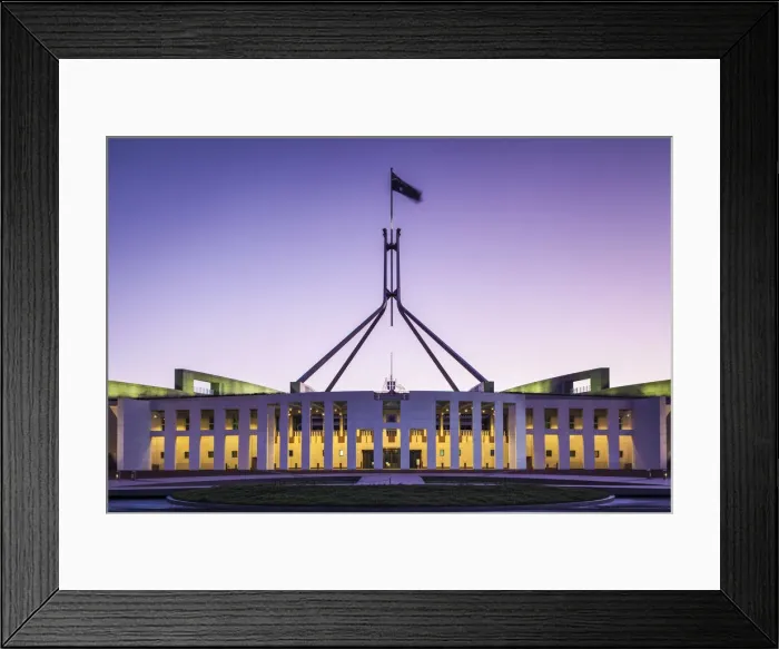 Framed Print : Australia, Australian Capital Territory, ACT, Canberra, Parliament House, dusk Framed Print : Australia, Australian Capital Territory, ACT, Canberra, Parliament House, dusk