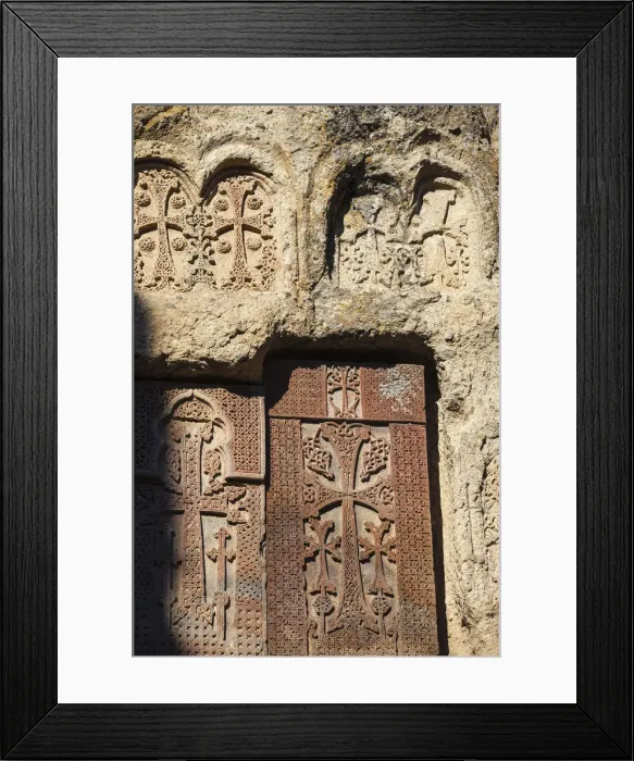 Framed Print : Armenia, Kotayk province, near Yerevan, Geghard, Khachkars at Geghard Monastery Framed Print : Armenia, Kotayk province, near Yerevan, Geghard, Khachkars at Geghard Monastery