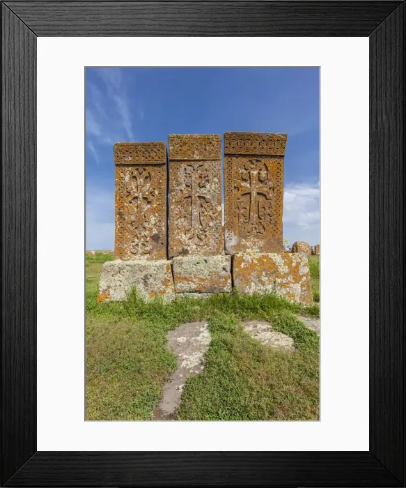 Framed Print : Armenia, Lake Sevan, Noratus, town cemetery, ancient khachkar monuments Framed Print : Armenia, Lake Sevan, Noratus, town cemetery, ancient khachkar monuments