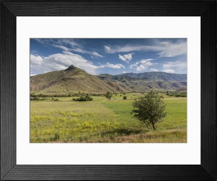 Framed Print : Armenia, Yeghegnadzor, landscape with fields and mountains Framed Print : Armenia, Yeghegnadzor, landscape with fields and mountains