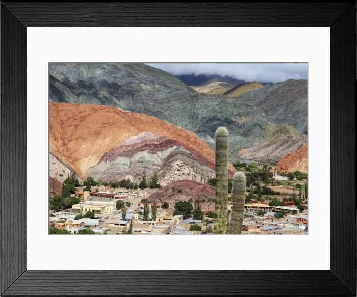 Framed Print : Argentina, Salta, Quebrada de Purmamarca (UNESCO Site), Town and Cerro de los Siete Framed Print : Argentina, Salta, Quebrada de Purmamarca (UNESCO Site), Town and Cerro de los Siete
