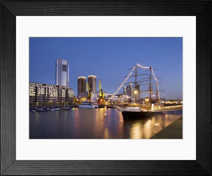 Framed Print : Modern buildings and sailboat, Puerto Madero, Buenos Aires, Argentina