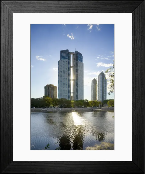 Framed Print : Apartment buildings, Reserva Ecologica Costanera Sur, Buenos Aires, Argentina