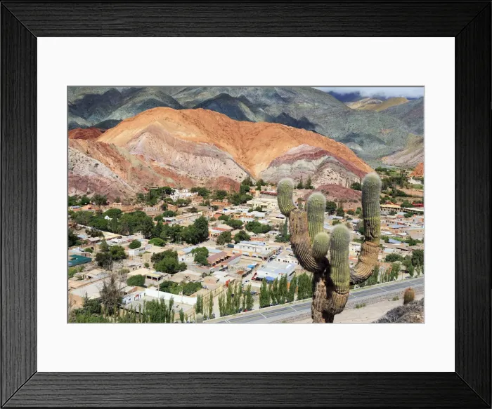 Framed Print : Argentina, Salta, Quebrada de Purmamarca (UNESCO Site), Town and Cerro de los Siete