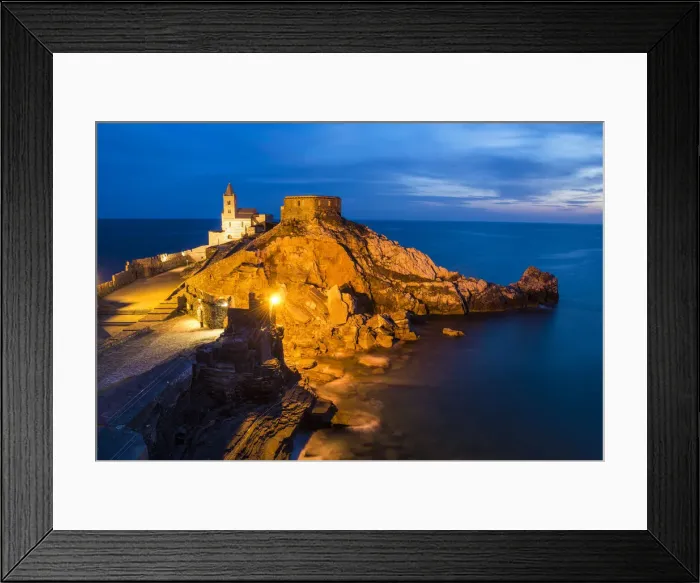 Framed Print : Church of St. Peter at Night, Portovenere, Liguria, Italy