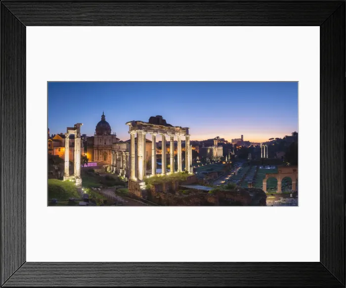 Framed Print : Rome, Lazio, Italy. Panoramic view of the Imperial Forum at dusk Framed Print : Rome, Lazio, Italy. Panoramic view of the Imperial Forum at dusk